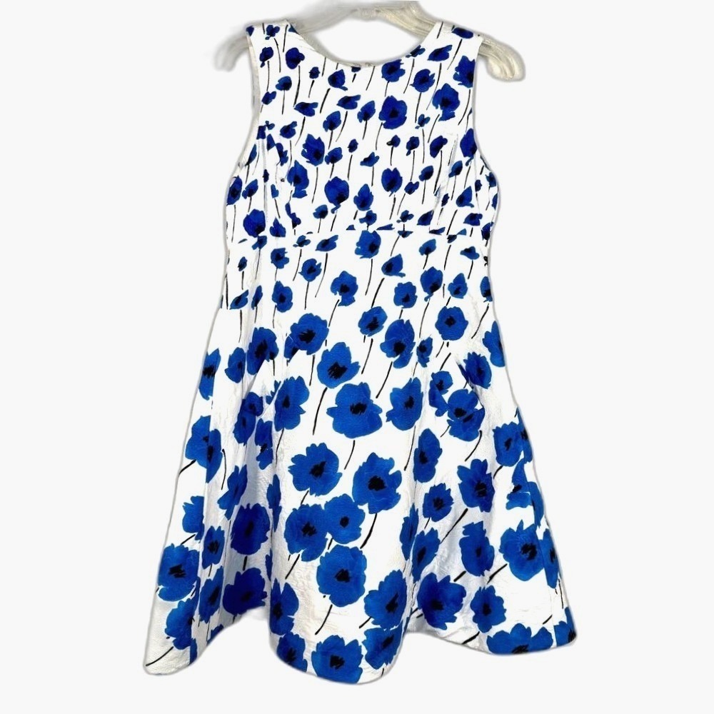 Oscar de la Renta Vintage 2007 Poppy Floral Print Matelassé Dress Silk Lining 10